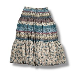 K Jordan Women's Floral Striped Boho Skirt A‎ Line Size Large 33 x 38